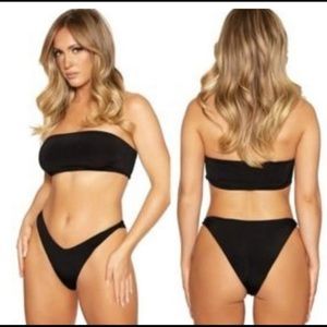 NWT - Naked Wardrobe Bandeau‎ Bae Black  Bikini